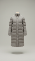 Long Down Overcoat in Soft Stone