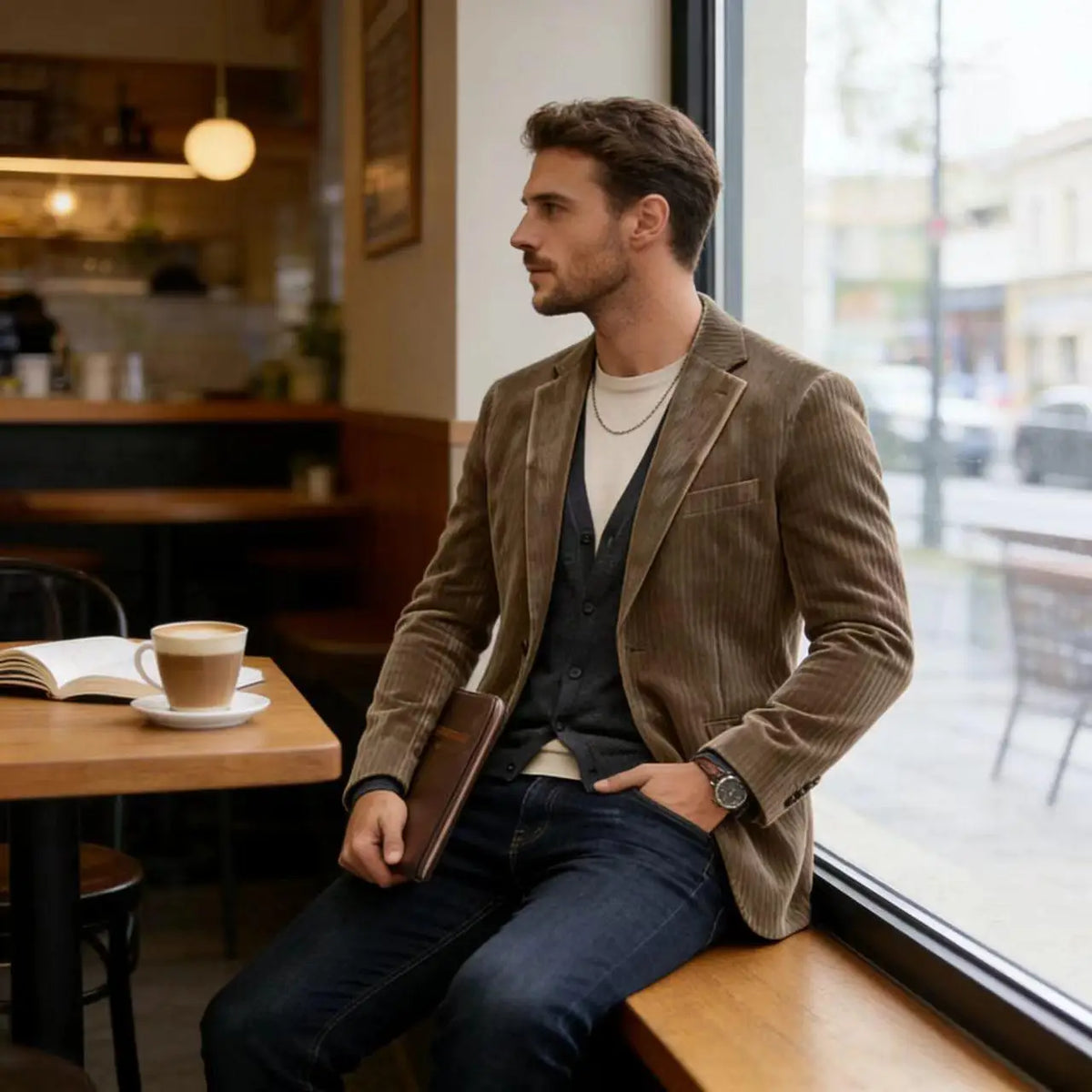 Blazer Homme Velours Côtelé – Coupe Slim