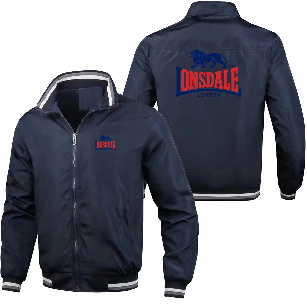 LONSDALE Men's Fashion Street Jacket Spring Autumn Windproof Stand Collar Zipper Outdoor Casual Coat Men's Outerwear