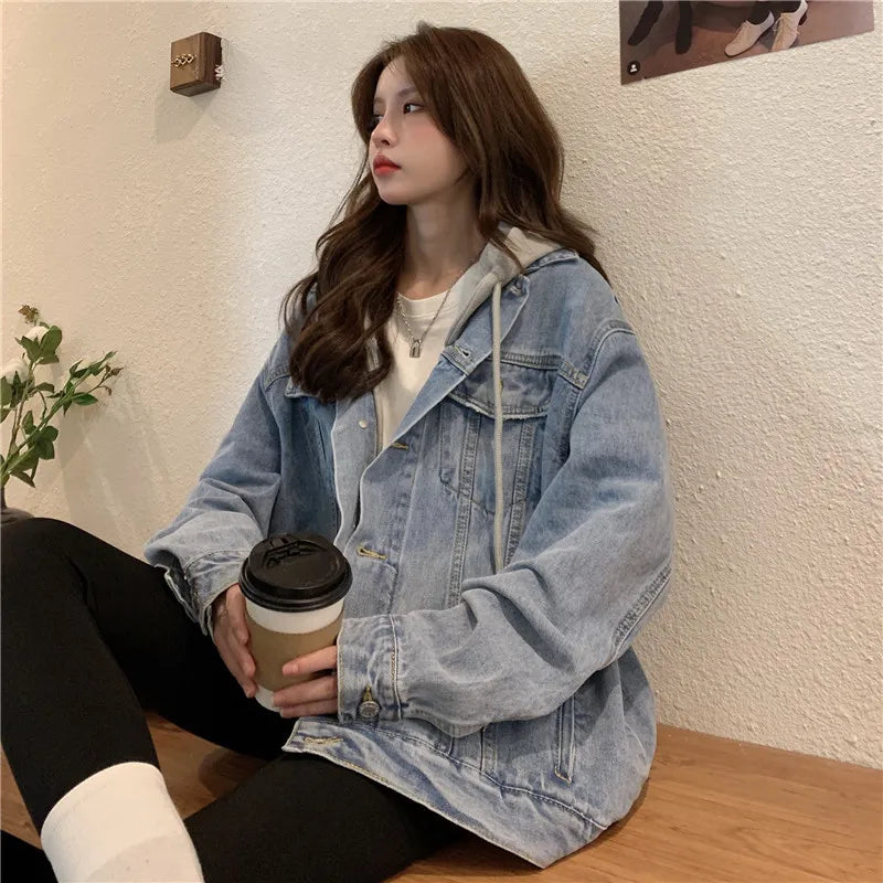 Veste en Jean à Capuche Femme – Oversize Coréen
