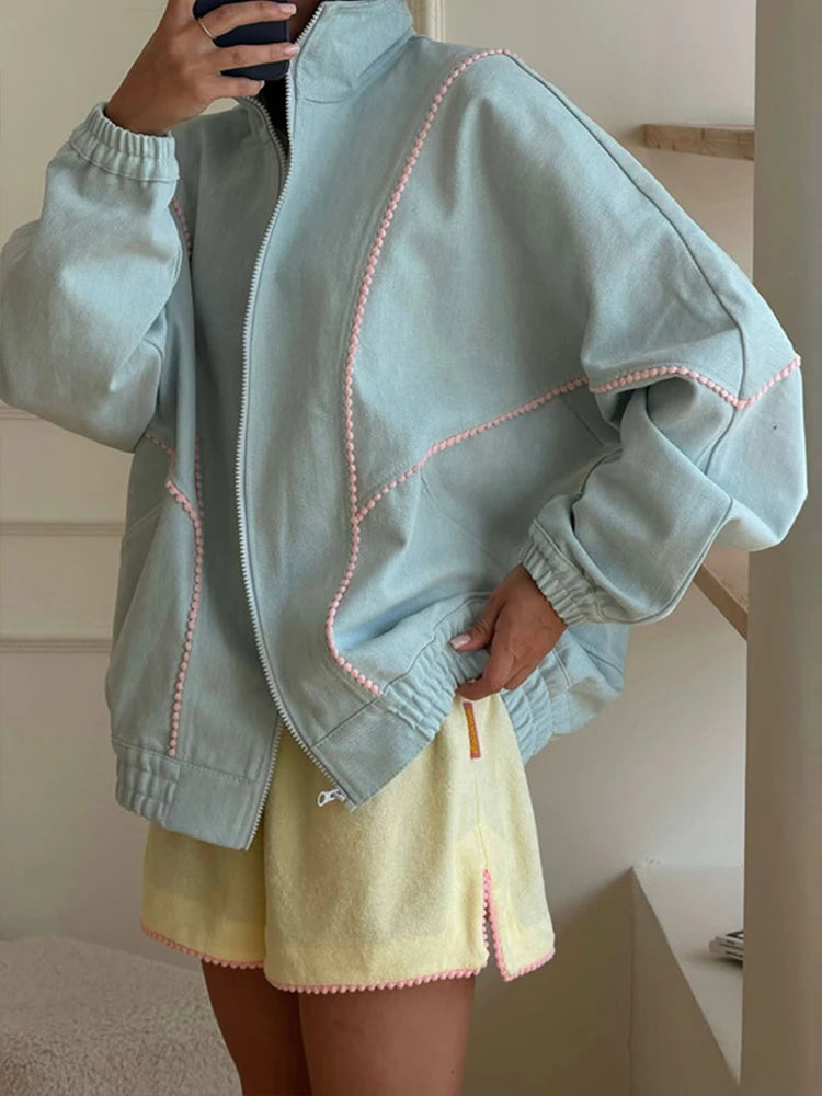 Veste en Jean Femme Bicolore – Zippée