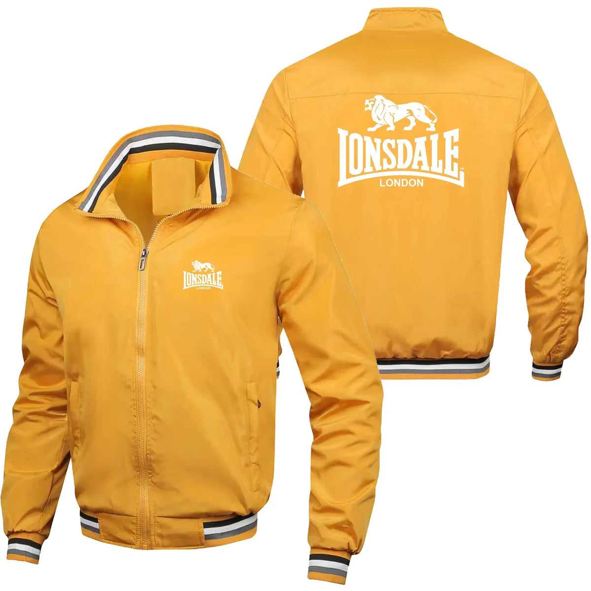 LONSDALE Men's Fashion Street Jacket Spring Autumn Windproof Stand Collar Zipper Outdoor Casual Coat Men's Outerwear