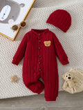 Ensemble Bébé Garçon Body Rouge + Bonnet – Automne/Hiver