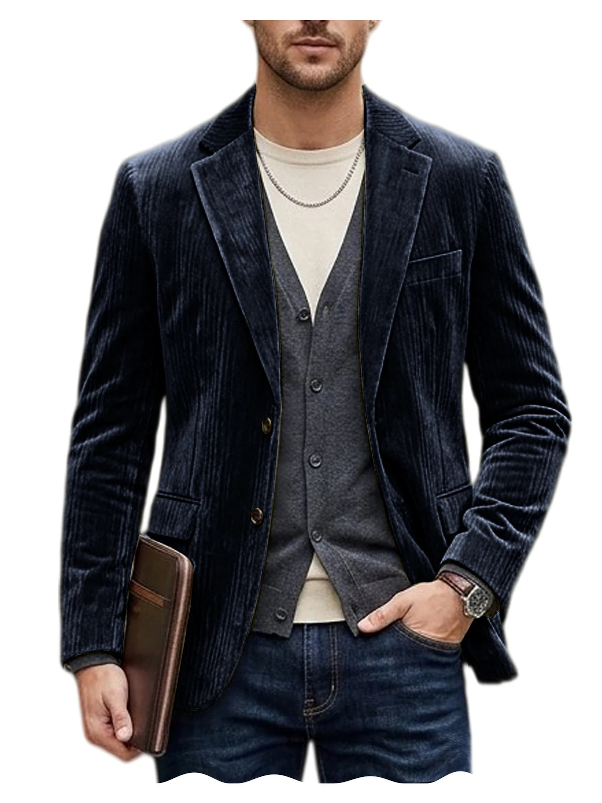Blazer Homme Velours Côtelé – Coupe Slim
