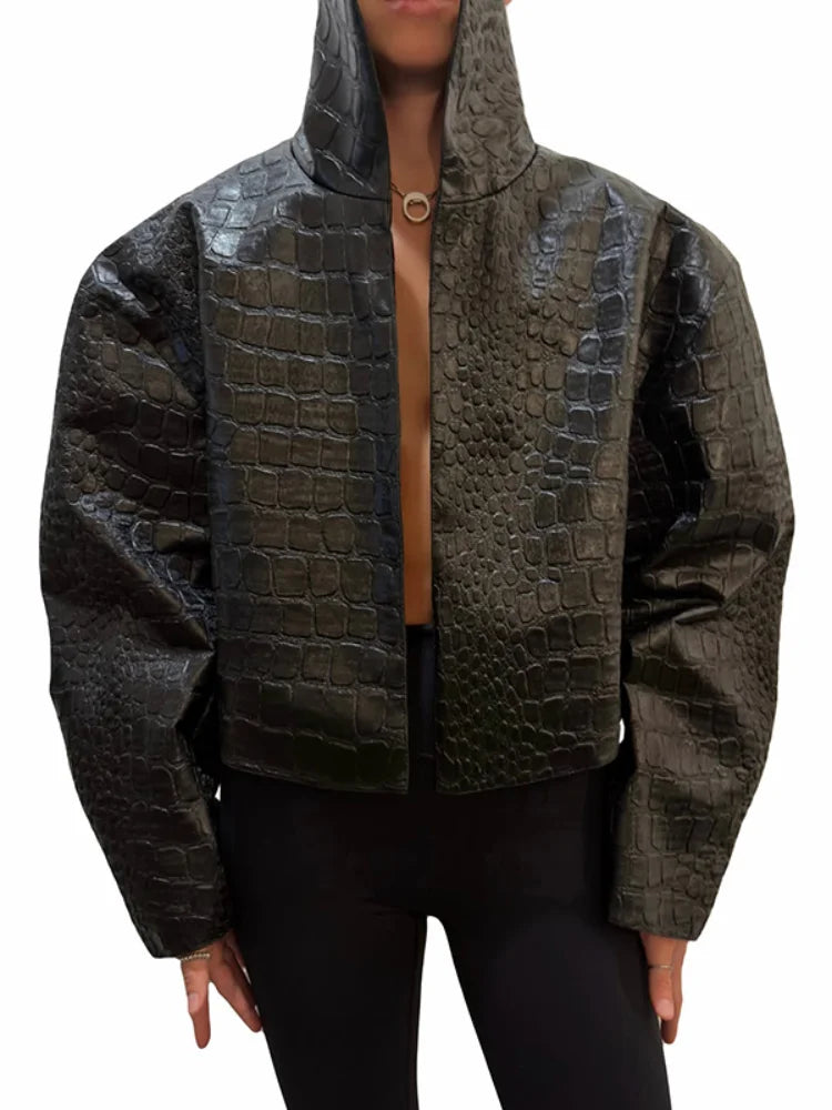 Veste Femme Simili Cuir – Col Cranté