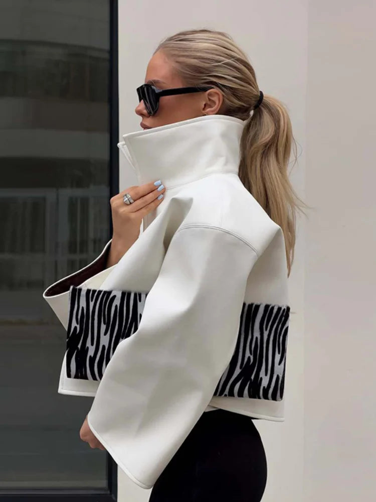 Veste Femme Simili Cuir – Col Cranté