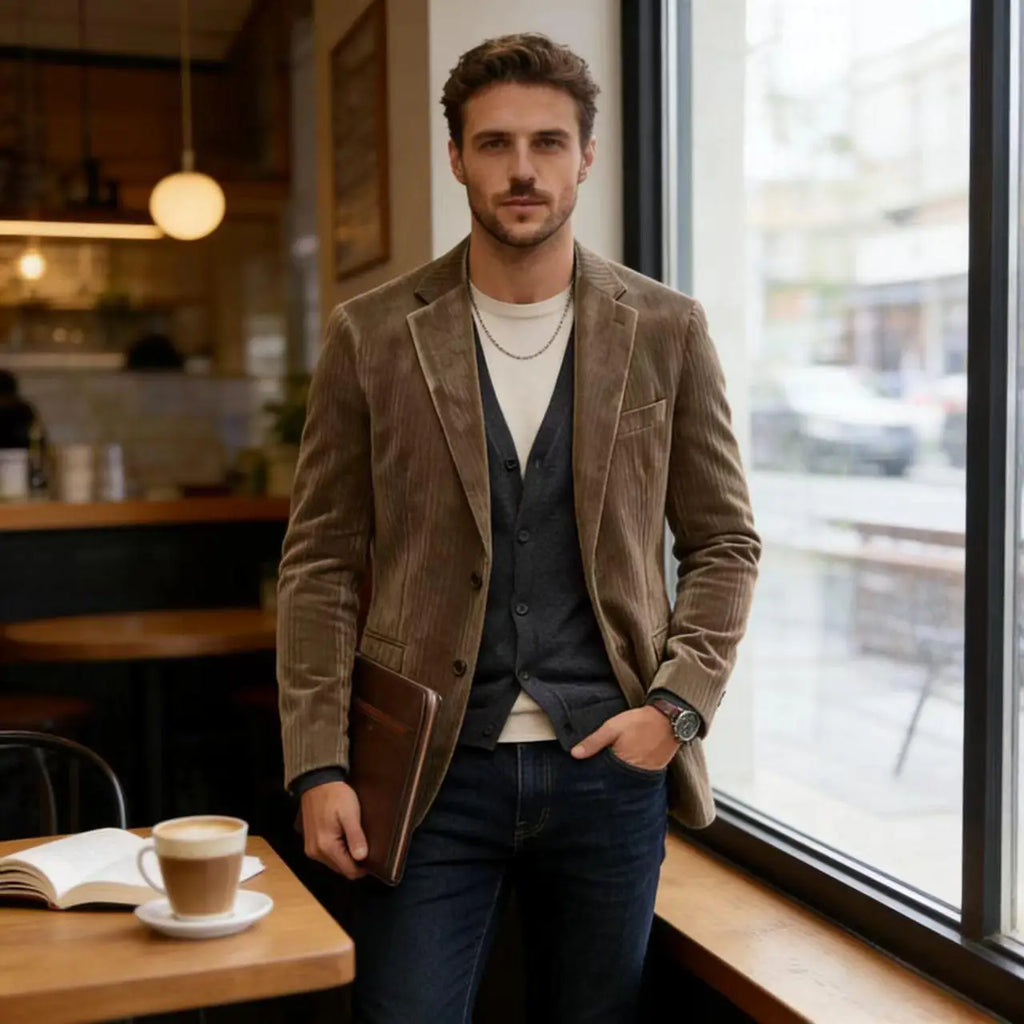 Blazer Homme Velours Côtelé – Coupe Slim