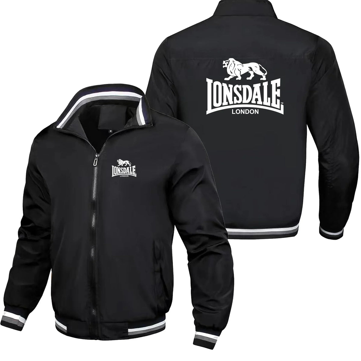 LONSDALE Men's Fashion Street Jacket Spring Autumn Windproof Stand Collar Zipper Outdoor Casual Coat Men's Outerwear