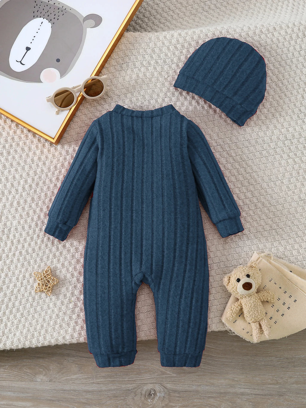Ensemble Bébé Garçon Body Rouge + Bonnet – Automne/Hiver