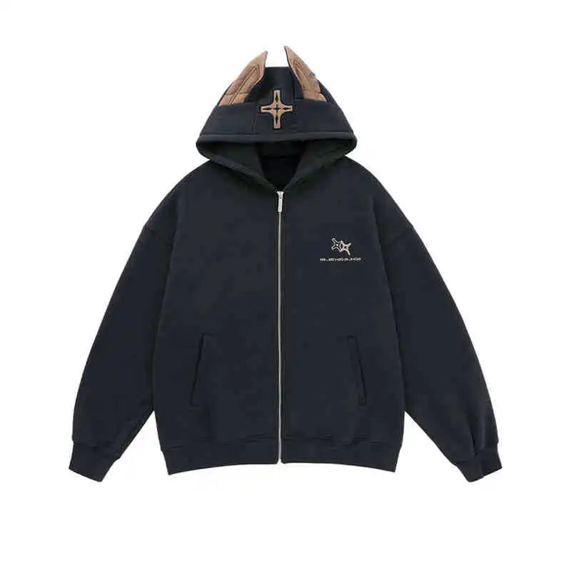 American Doberman Hoodie Men's Trendy Street Hiphop Coat Autumn Rascal Handsome Zipper Cardigan Loose Hip Hop Unisex Coat
