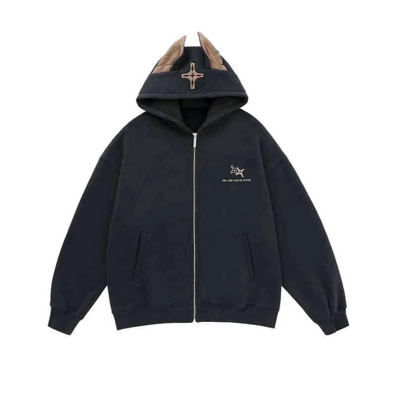 American Doberman Hoodie Men's Trendy Street Hiphop Coat Autumn Rascal Handsome Zipper Cardigan Loose Hip Hop Unisex Coat