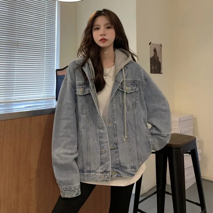 Veste en Jean à Capuche Femme – Oversize Coréen