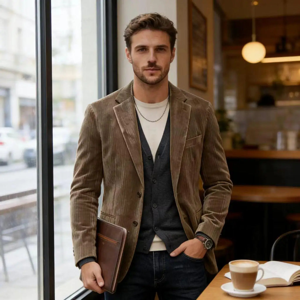 Blazer Homme Velours Côtelé – Coupe Slim