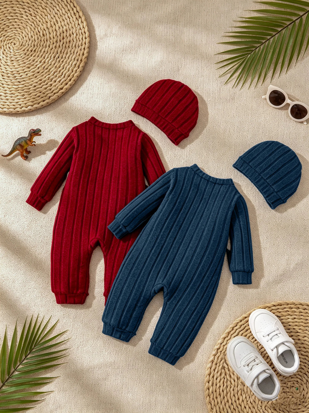 Ensemble Bébé Garçon Body Rouge + Bonnet – Automne/Hiver