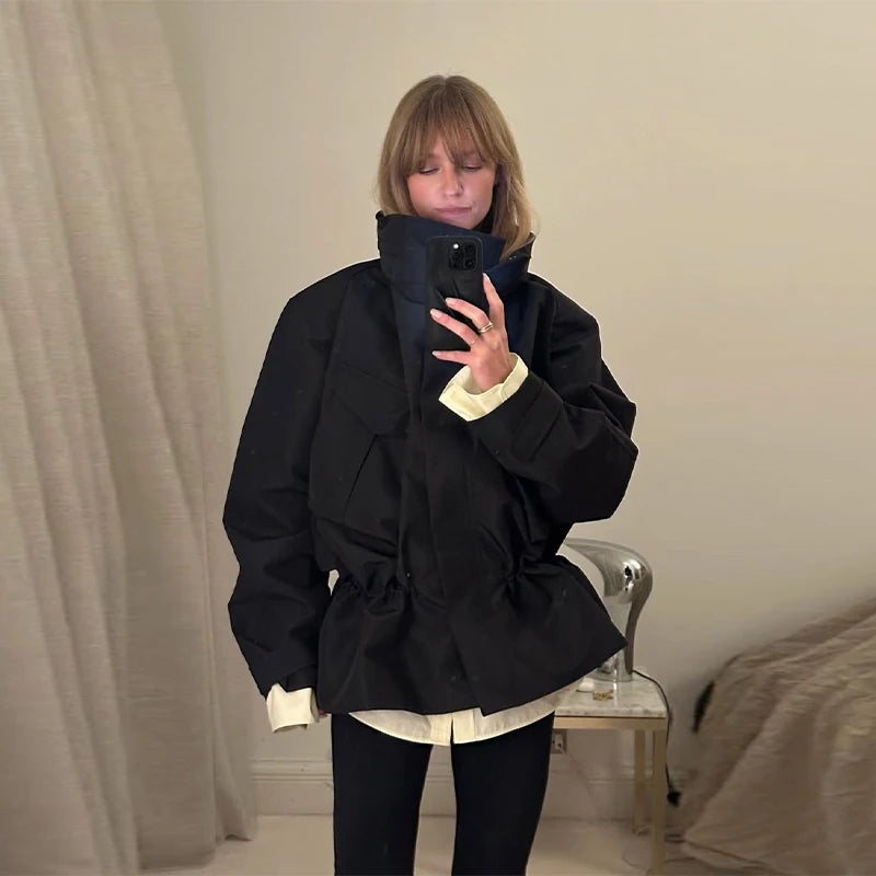 Veste Femme Col Montant Zippée – Multi-Poches
