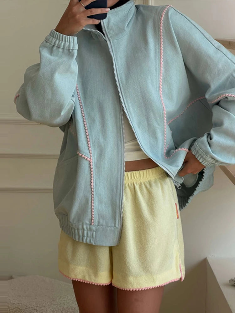 Veste en Jean Femme Bicolore – Zippée