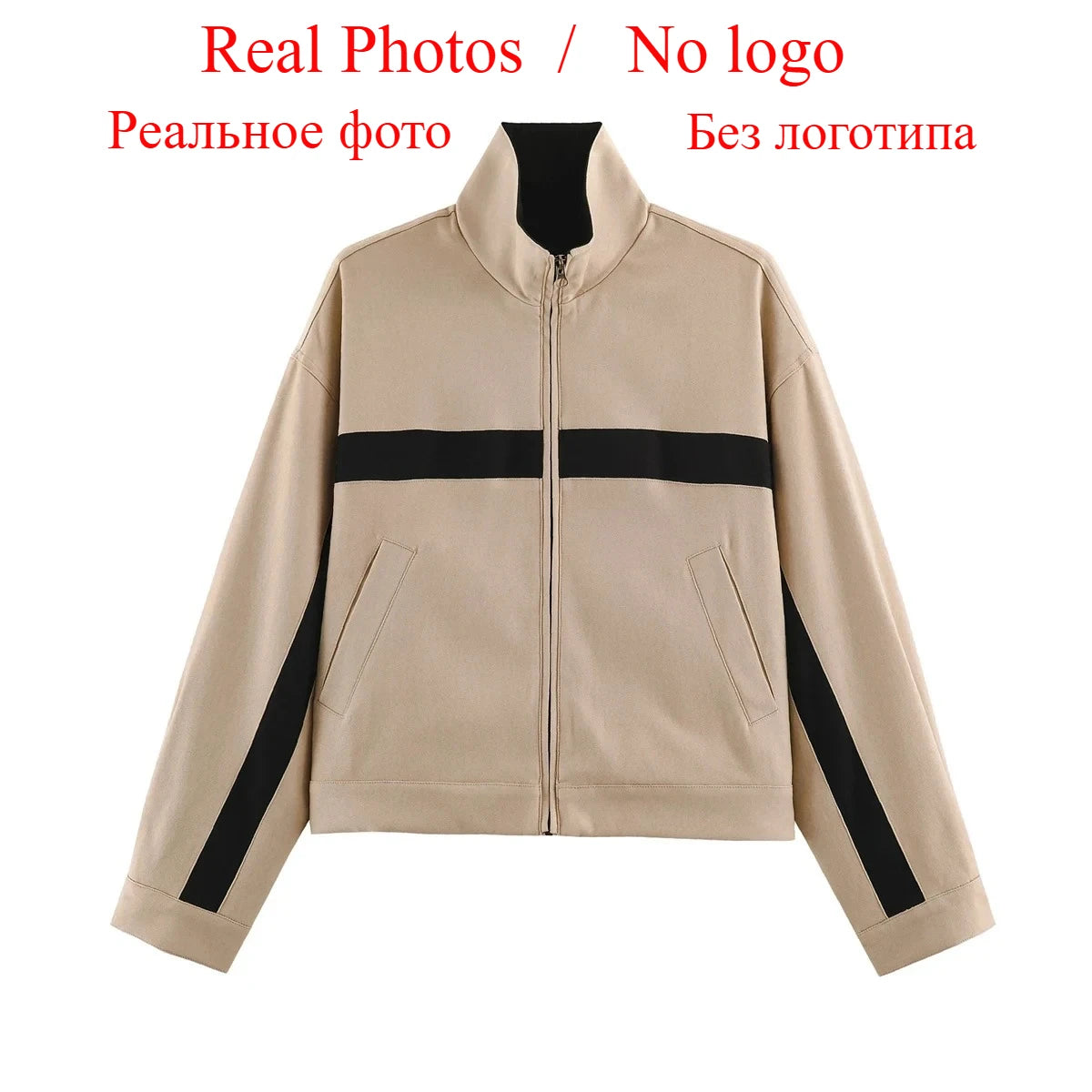 Suninheart Autumn Women's Jackets Oversized Vintage Bomber Jacket Zip Up Turn Down Collar Short Coat Streetwear Fashion Outwear