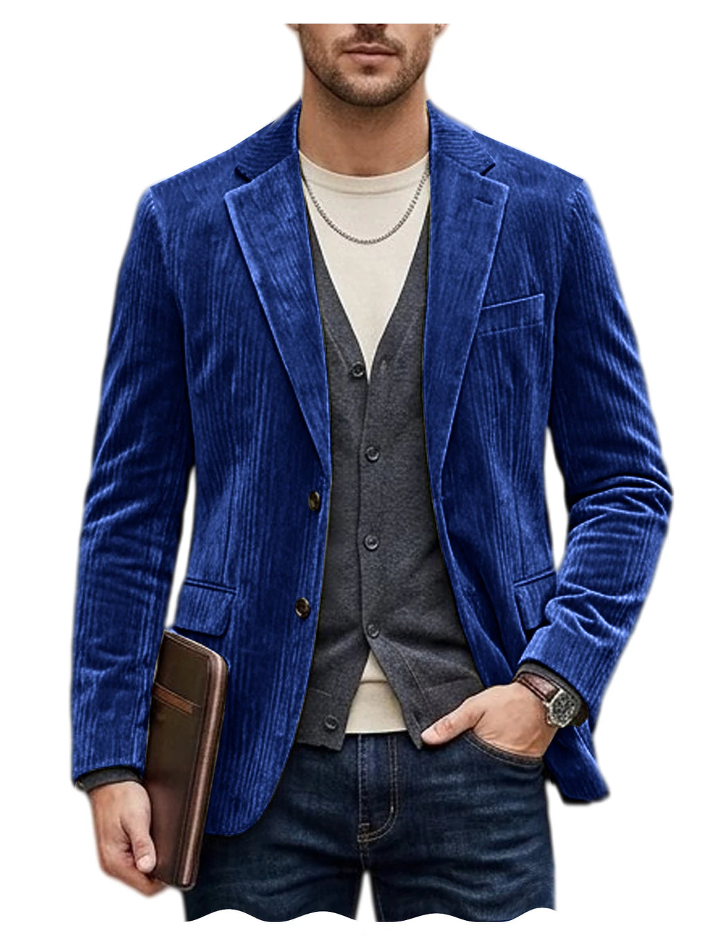 Blazer Homme Velours Côtelé – Coupe Slim