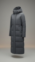 Parka largo de pluma con corte sastre