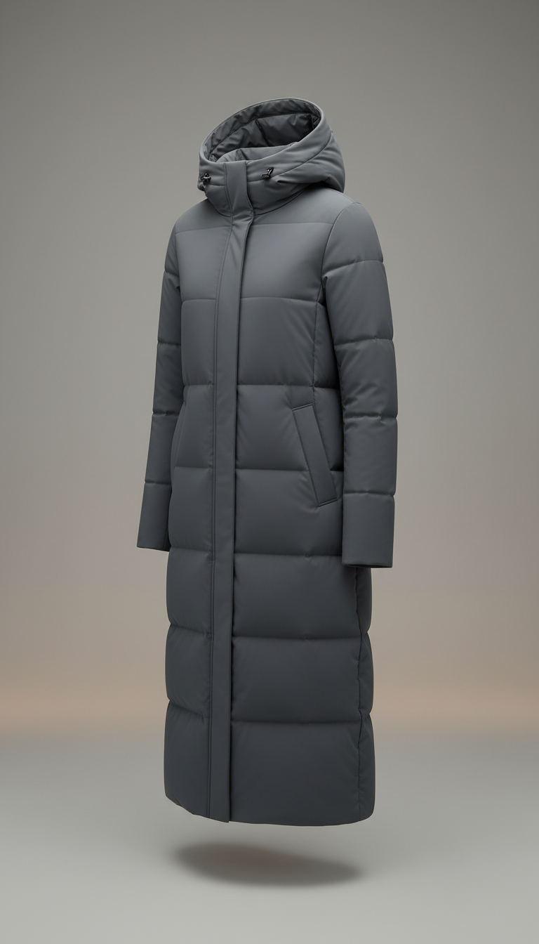Parka largo de pluma con corte sastre